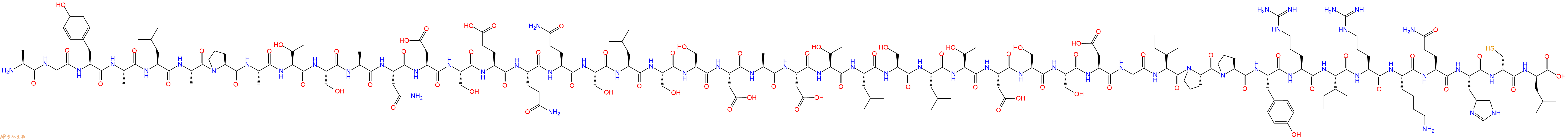 專肽生物產(chǎn)品H2N-Ala-Gly-Tyr-Ala-Leu-Ala-Pro-Ala-Thr-Ser-Ala-Asn-Asp-Ser-Glu-Gln-Gln-Ser-Leu-Ser-Ser-Asp-Ala-Asp-Thr-Leu-Ser-Leu-Thr-Asp-Ser-Ser-Asp-Gly-Ile-Pro-Pro-Tyr-Arg-Ile-Arg-Lys-Gln-His-DCys-DLeu-COOH