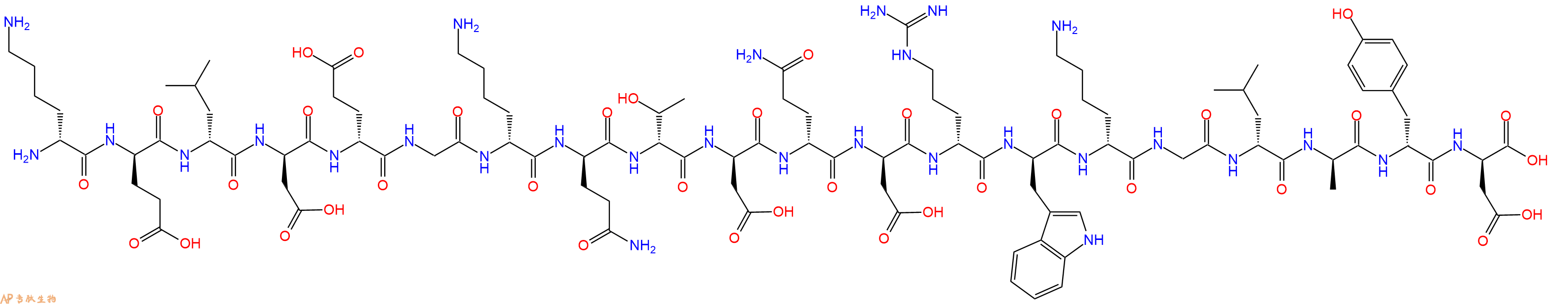 專肽生物產(chǎn)品H2N-DLys-DGlu-DLeu-DAsp-DGlu-Gly-DLys-DGln-DThr-DAsp-DGln-DAsp-DArg-DTrp-DLys-Gly-DLeu-DAla-DTyr-DAsp-COOH