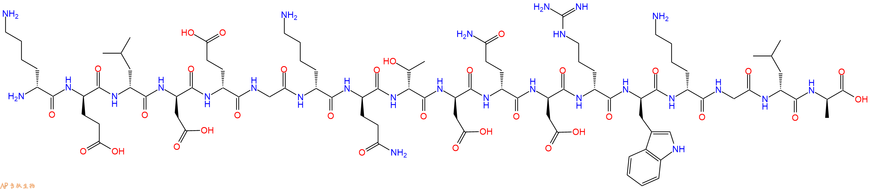 專肽生物產(chǎn)品H2N-DLys-DGlu-DLeu-DAsp-DGlu-Gly-DLys-DGln-DThr-DAsp-DGln-DAsp-DArg-DTrp-DLys-Gly-DLeu-DAla-COOH