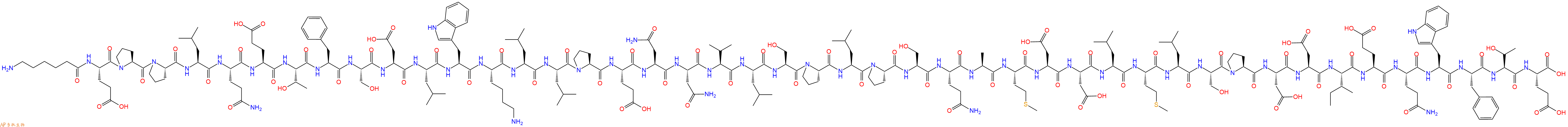 專肽生物產(chǎn)品H2N-Ahx-Glu-Pro-Pro-Leu-Gln-Glu-Thr-Phe-Ser-Asp-Leu-Trp-Lys-Leu-Leu-Pro-Glu-Asn-Asn-Val-Leu-Ser-Pro-Leu-Pro-Ser-Gln-Ala-Met-Asp-Asp-Leu-Met-Leu-Ser-Pro-Asp-Asp-Ile-Glu-Gln-Trp-Phe-Thr-Glu-COOH