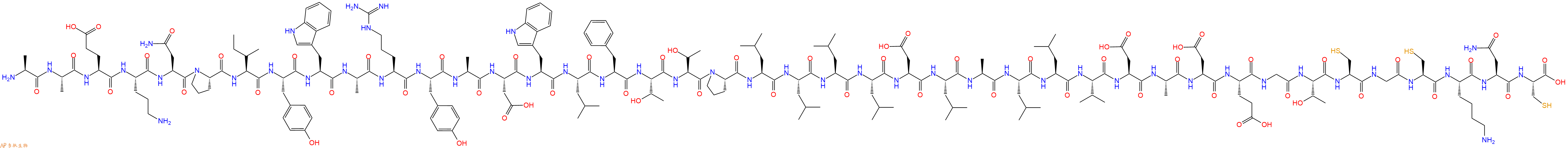 專肽生物產品H2N-Ala-Ala-Glu-Orn-Asn-Pro-Ile-Tyr-Trp-Ala-Arg-Tyr-Ala-Asp-Trp-Leu-Phe-Thr-Thr-Pro-Leu-Leu-Leu-Leu-Asp-Leu-Ala-Leu-Leu-Val-Asp-Ala-Asp-Glu-Gly-Thr-Cys-Gly-Cys-Lys-Asn-Cys-COOH