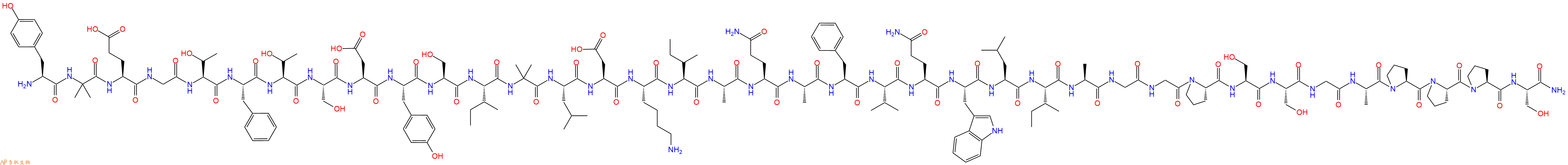 專肽生物產(chǎn)品H2N-Tyr-Aib-Glu-Gly-Thr-Phe-Thr-Ser-Asp-Tyr-Ser-Ile-Aib-Leu-Asp-Lys-Ile-Ala-Gln-Ala-Phe-Val-Gln-Trp-Leu-Ile-Ala-Gly-Gly-Pro-Ser-Ser-Gly-Ala-Pro-Pro-Pro-Ser-NH2