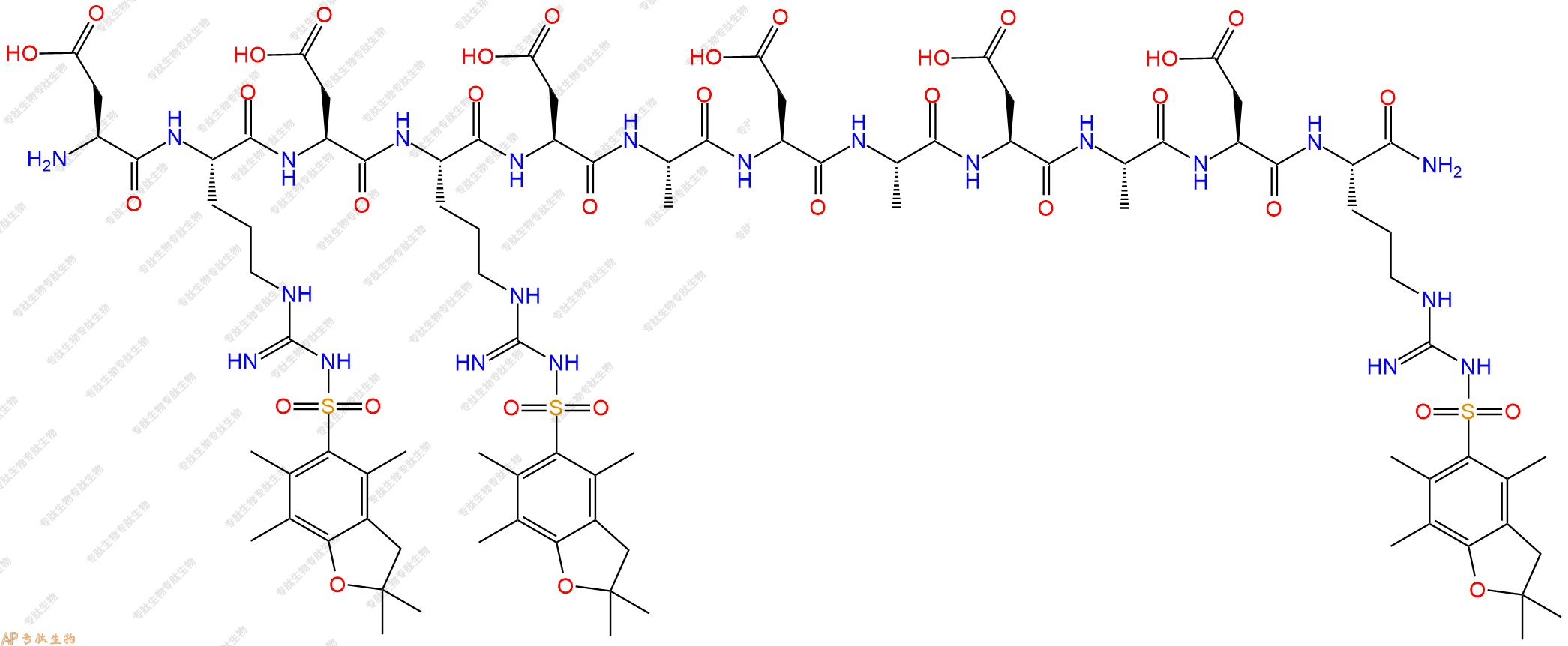 專肽生物產(chǎn)品H2N-Asp-Arg(Pbf)-Asp-Arg(Pbf)-Asp-Ala-Asp-Ala-Asp-Ala-Asp-Arg(Pbf)-NH2