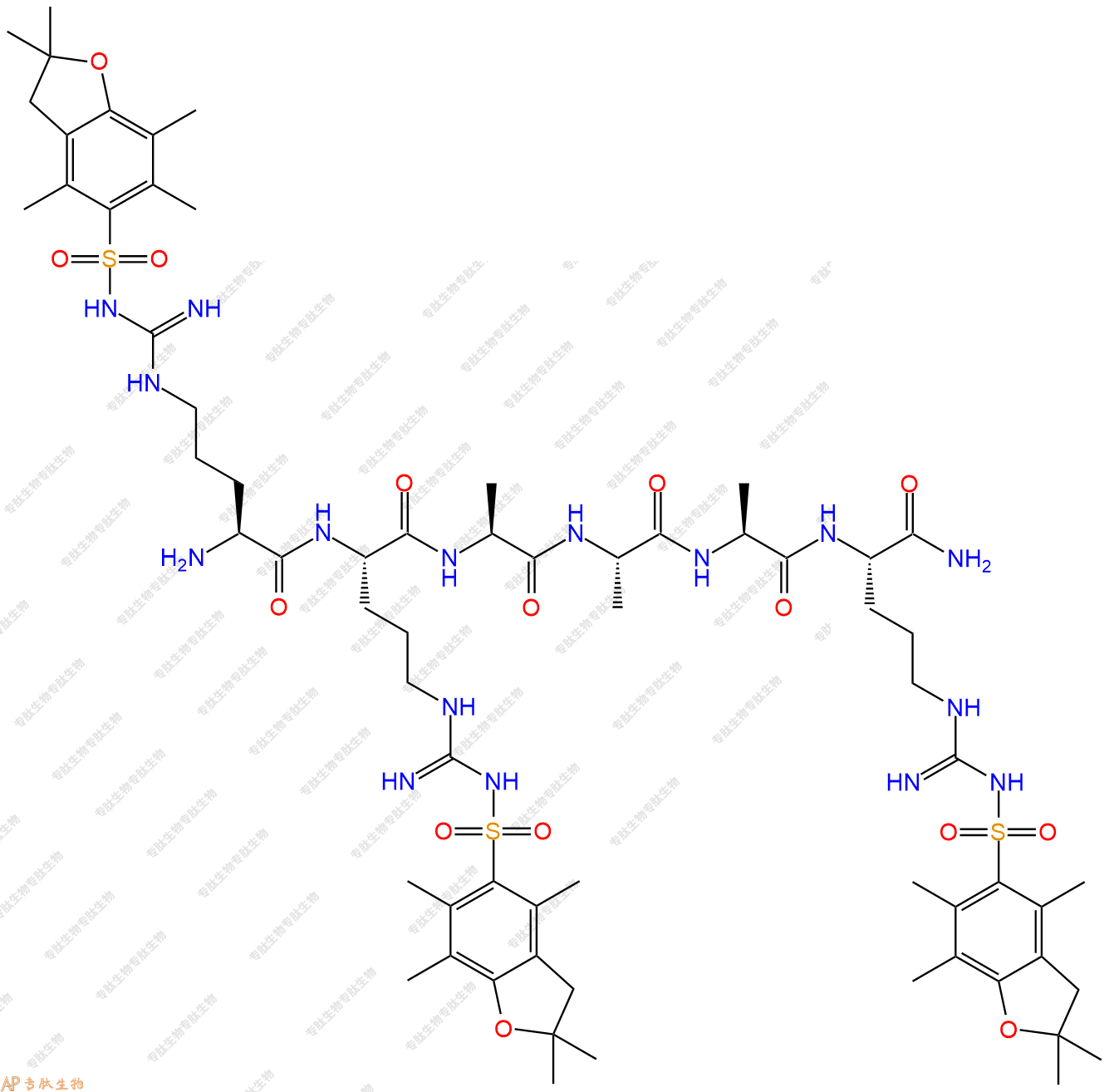 專肽生物產品H2N-Arg(Pbf)-Arg(Pbf)-Ala-Ala-Ala-Arg(Pbf)-NH2