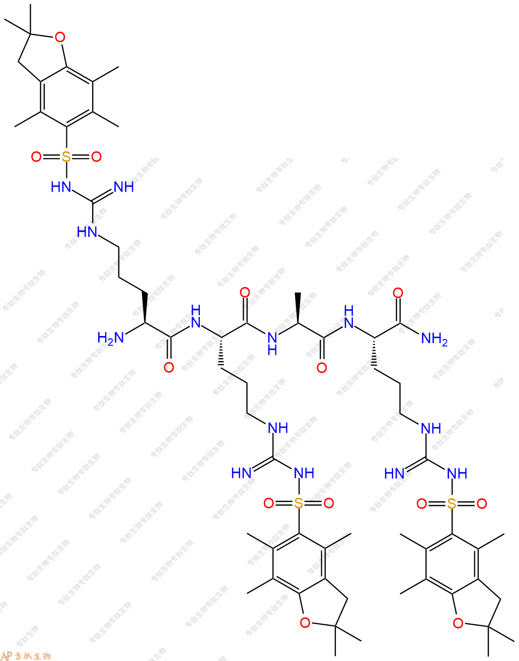 專肽生物產(chǎn)品H2N-Arg(Pbf)-Arg(Pbf)-Ala-Arg(Pbf)-NH2