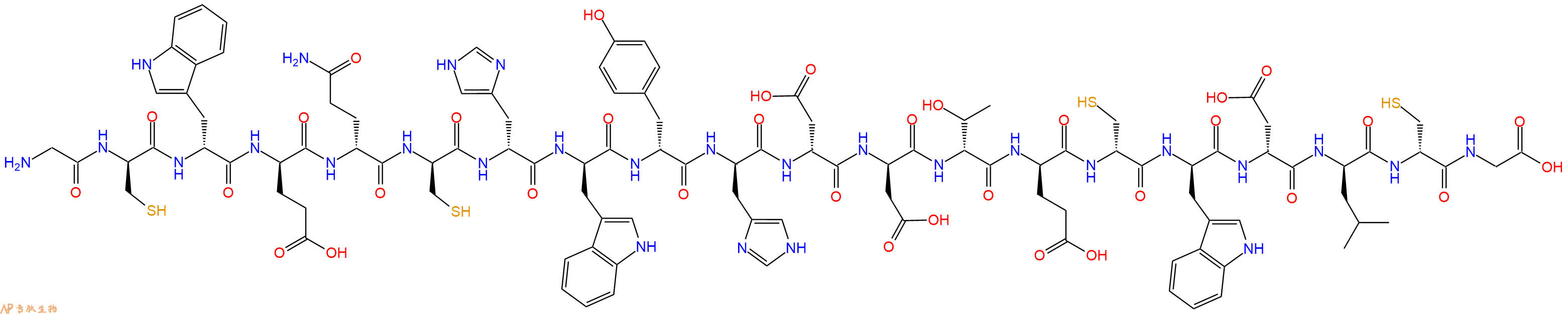 專肽生物產(chǎn)品H2N-Gly-DCys-DTrp-DGlu-DGln-DCys-DHis-DTrp-DTyr-DHis-DAsp-DAsp-DThr-DGlu-DCys-DTrp-DAsp-DLeu-DCys-Gly-COOH