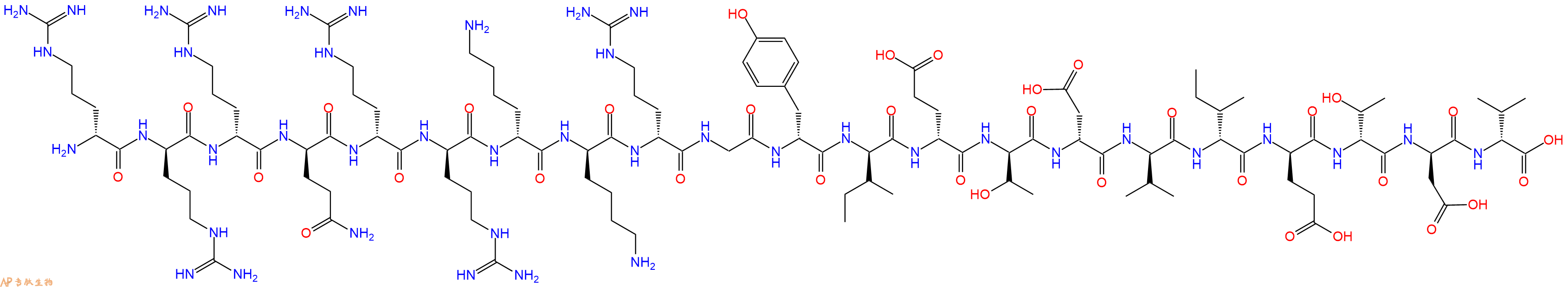 專肽生物產(chǎn)品H2N-DArg-DArg-DArg-DGln-DArg-DArg-DLys-DLys-DArg-Gly-DTyr-DIle-DGlu-DThr-DAsp-DVal-DIle-DGlu-DThr-DAsp-DVal-COOH