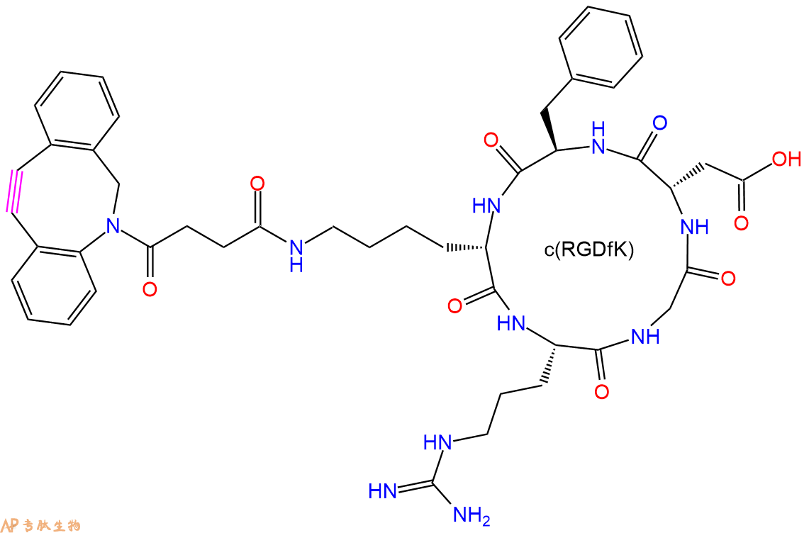 專肽生物產(chǎn)品DBCO修飾的c(RGDfK)環(huán)肽：DBCO-cyclo(RGDfK)