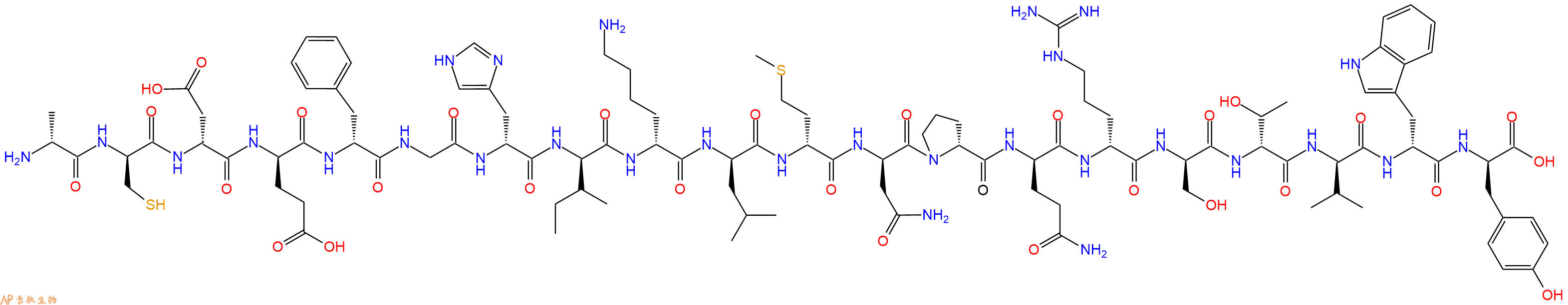 專肽生物產(chǎn)品H2N-DAla-DCys-DAsp-DGlu-DPhe-Gly-DHis-DIle-DLys-DLeu-DMet-DAsn-DPro-DGln-DArg-DSer-DThr-DVal-DTrp-DTyr-COOH