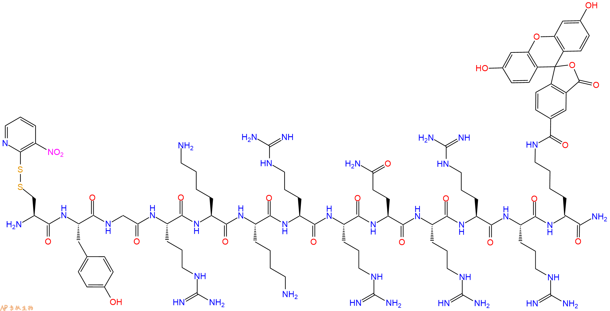 專肽生物產(chǎn)品Cys(Npys) - TAT (47 - 57), FAM - labeled