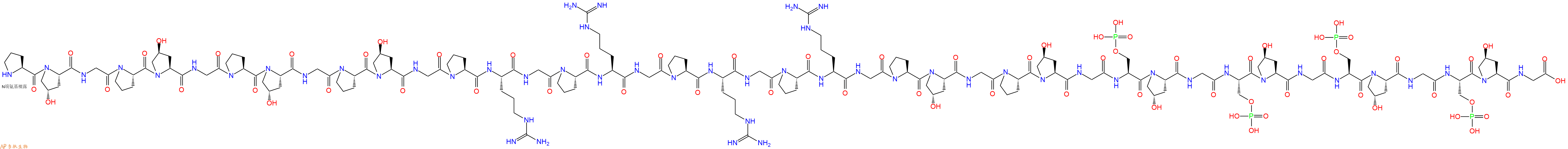 專肽生物產(chǎn)品H2N-Pro-Hyp-Gly-Pro-Hyp-Gly-Pro-Hyp-Gly-Pro-Hyp-Gly-Pro-Arg-Gly-Pro-Arg-Gly-Pro-Arg-Gly-Pro-Arg-Gly-Pro-Hyp-Gly-Pro-Hyp-Gly-Ser(PO3H2)-Hyp-Gly-Ser(PO3H2)-Hyp-Gly-Ser(PO3H2)-Hyp-Gly-Ser(PO3H2)-Hyp-Gly-COOH