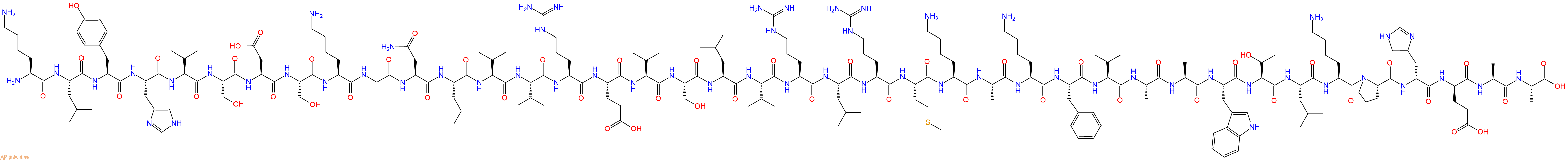 專肽生物產(chǎn)品H2N-Lys-Leu-Tyr-His-Val-Ser-Asp-Ser-Lys-Gly-Asn-Leu-Val-Val-Arg-Glu-Val-Ser-Leu-Val-Arg-Leu-Arg-Met-Lys-Ala-Lys-Phe-Val-Ala-Ala-Trp-Thr-Leu-Lys-Pro-DHis-DGlu-Ala-Ala-COOH