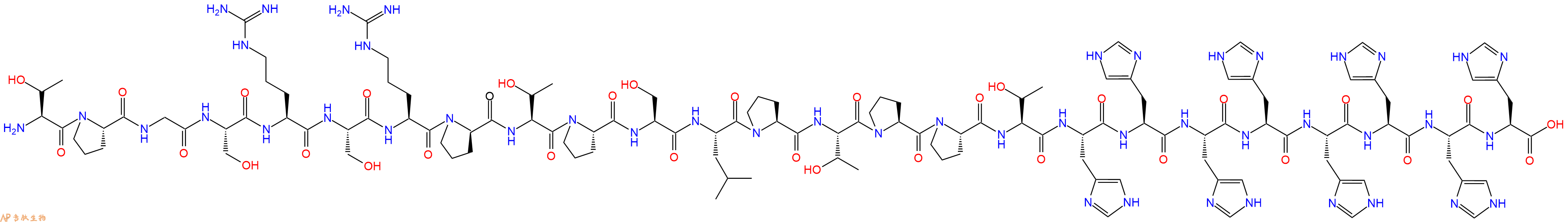 專肽生物產(chǎn)品H2N-Thr-Pro-Gly-Ser-Arg-Ser-Arg-DPro-Thr-Pro-Ser-Leu-Pro-Thr-Pro-Pro-Thr-His-His-His-His-His-His-His-His-COOH