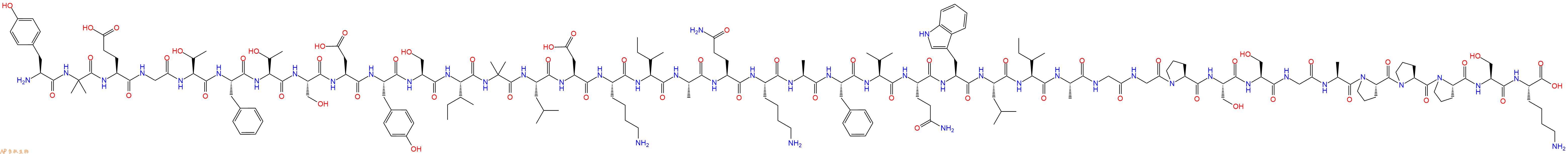 專肽生物產(chǎn)品H2N-Tyr-Aib-Glu-Gly-Thr-Phe-Thr-Ser-Asp-Tyr-Ser-Ile-Aib-Leu-Asp-Lys-Ile-Ala-Gln-Lys-Ala-Phe-Val-Gln-Trp-Leu-Ile-Ala-Gly-Gly-Pro-Ser-Ser-Gly-Ala-Pro-Pro-Pro-Ser-Lys-OH