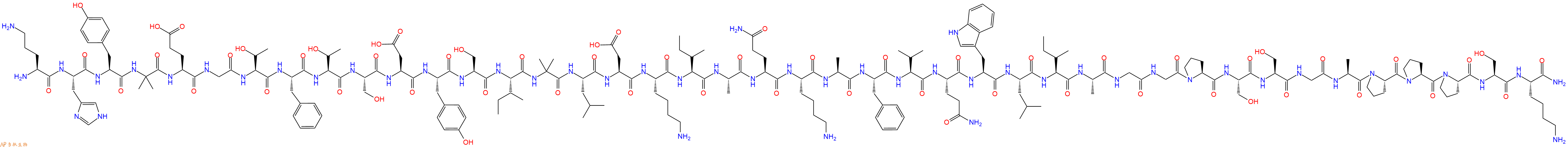 專肽生物產(chǎn)品H2N-Orn-His-Tyr-Aib-Glu-Gly-Thr-Phe-Thr-Ser-Asp-Tyr-Ser-Ile-Aib-Leu-Asp-Lys-Ile-Ala-Gln-Lys-Ala-Phe-Val-Gln-Trp-Leu-Ile-Ala-Gly-Gly-Pro-Ser-Ser-Gly-Ala-Pro-Pro-Pro-Ser-Lys-NH2