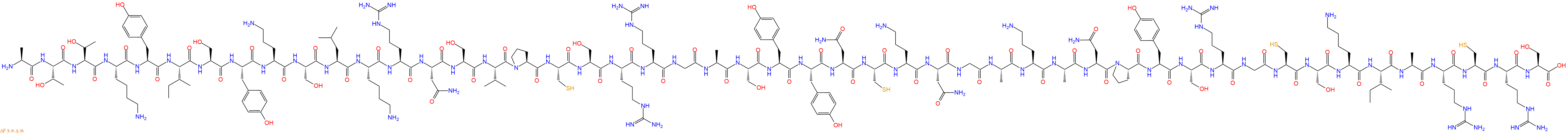 專肽生物產(chǎn)品H2N-Ala-Thr-Thr-Lys-Tyr-Ile-Ser-Tyr-Orn-Ser-Leu-Lys-Arg-Asn-Ser-Val-Pro-Cys-Ser-Arg-Arg-Gly-Ala-Ser-Tyr-Tyr-Asn-Cys-Orn-Asn-Gly-Ala-Orn-Ala-Asn-Pro-Tyr-Ser-Arg-Gly-Cys-Ser-Lys-Ile-Ala-Arg-Cys-Arg-Ser-OH