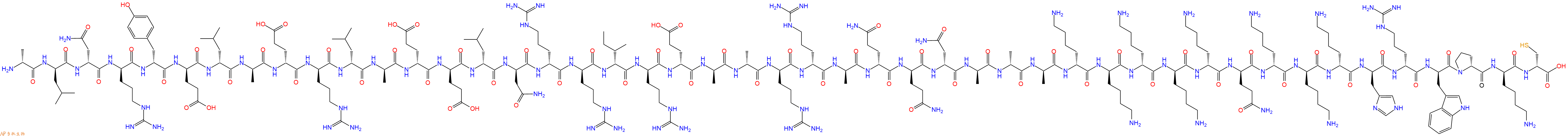 專肽生物產(chǎn)品H2N-DAla-DLeu-DAsn-DArg-DTyr-DGlu-DLeu-DAla-DGlu-DArg-DLeu-DAla-DGlu-DGlu-DLeu-DAsn-DArg-DArg-DIle-DArg-DGlu-DAla-DAla-DArg-DArg-DAla-DGln-DGln-DAsn-DAla-DAla-DAla-DLys-DLys-DLys-DLys-DLys-DGln-DLys-DLys-DLys-DHis-DArg-DTrp-DPro-DLys-DCys-OH