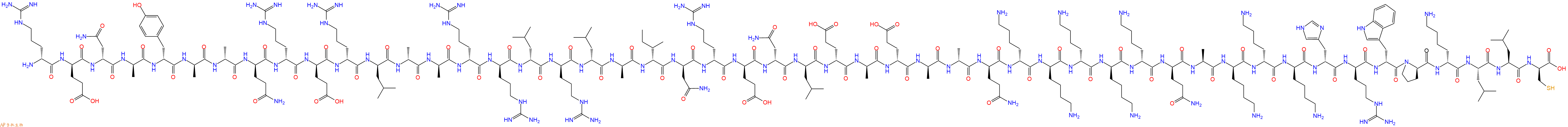 專肽生物產(chǎn)品H2N-DArg-DGlu-DAsn-DAla-DTyr-DAla-DAla-DGln-DArg-DGlu-DArg-DLeu-DAla-DAla-DArg-DArg-DLeu-DArg-DLeu-DAla-DIle-DAsn-DArg-DGlu-DAsn-DLeu-DGlu-DAla-DGlu-DAla-DAla-DGln-DLys-DLys-DLys-DLys-DLys-DGln-Ala-DLys-DLys-DLys-DHis-DArg-DTrp-DPro-DLys-Leu-Leu-DCys-OH