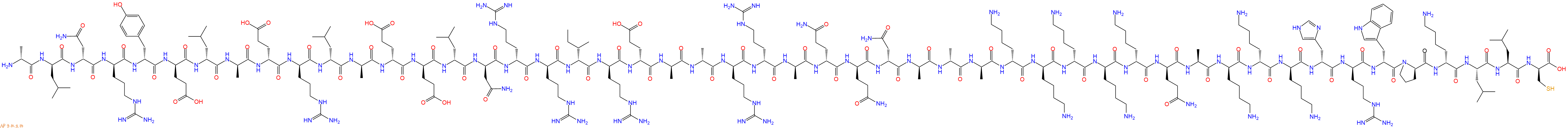 專肽生物產(chǎn)品H2N-DAla-DLeu-DAsn-DArg-DTyr-DGlu-DLeu-DAla-DGlu-DArg-DLeu-DAla-DGlu-DGlu-DLeu-DAsn-DArg-DArg-DIle-DArg-DGlu-DAla-DAla-DArg-DArg-DAla-DGln-DGln-DAsn-DAla-DAla-DAla-DLys-DLys-DLys-DLys-DLys-DGln-Ala-DLys-DLys-DLys-DHis-DArg-DTrp-DPro-DLys-Leu-Leu-DCys-OH