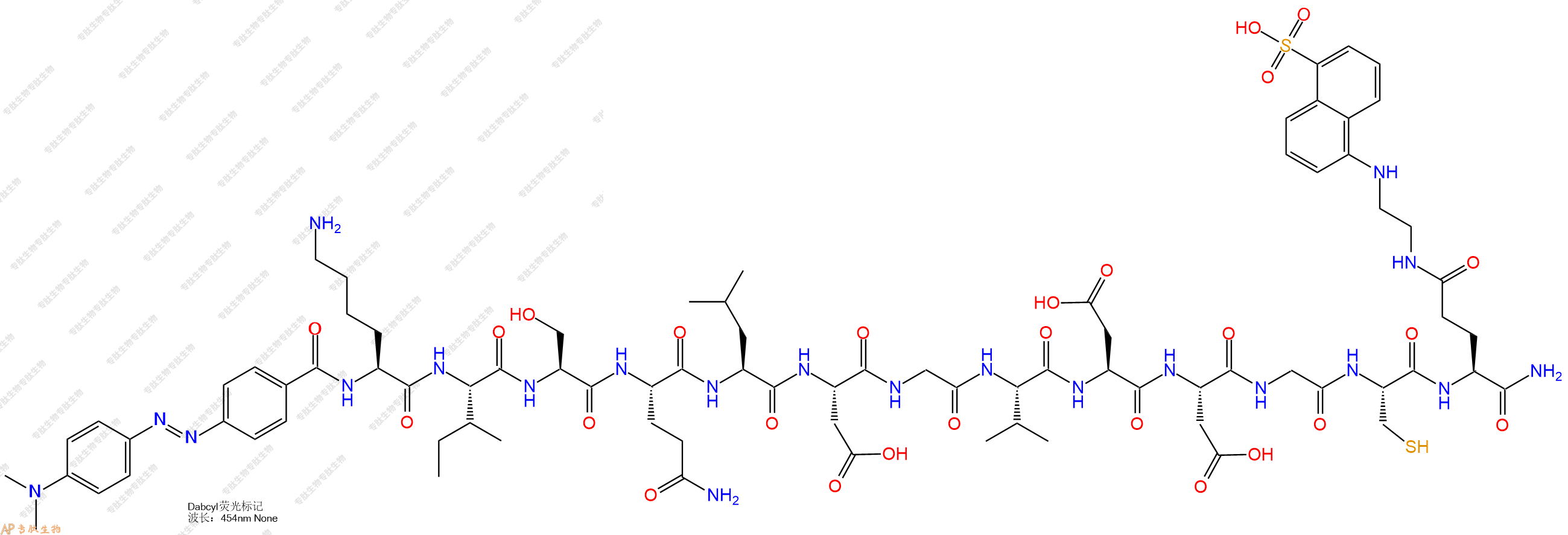 專肽生物產(chǎn)品DABCYL-Lys-Ile-Ser-Gln-Leu-Asp-Gly-Val-Asp-Asp-Gly-Cys-Glu(Edans)-NH2