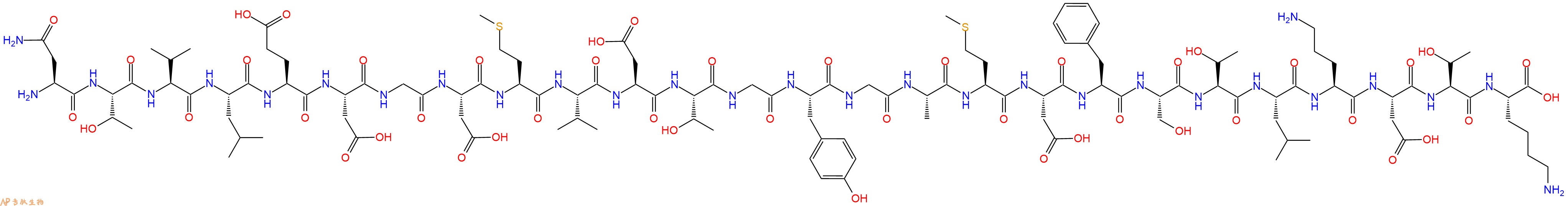 專肽生物產(chǎn)品H2N-Asn-Thr-Val-Leu-Glu-Asp-Gly-Asp-Met-Val-Asp-Thr-Gly-Tyr-Gly-Ala-Met-Asp-Phe-Ser-Thr-Leu-Orn-Asp-Thr-Lys-OH