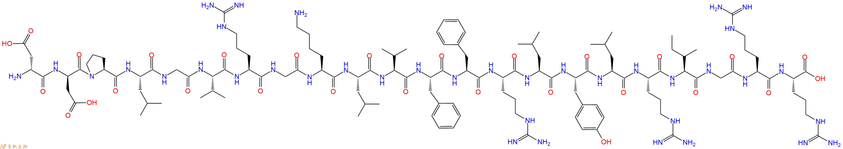 專肽生物產品H2N-DAsp-DAsp-Pro-Leu-Gly-Val-Arg-Gly-Lys-Leu-Val-Phe-Phe-Arg-Leu-Tyr-Leu-Arg-Ile-Gly-Arg-Arg-OH