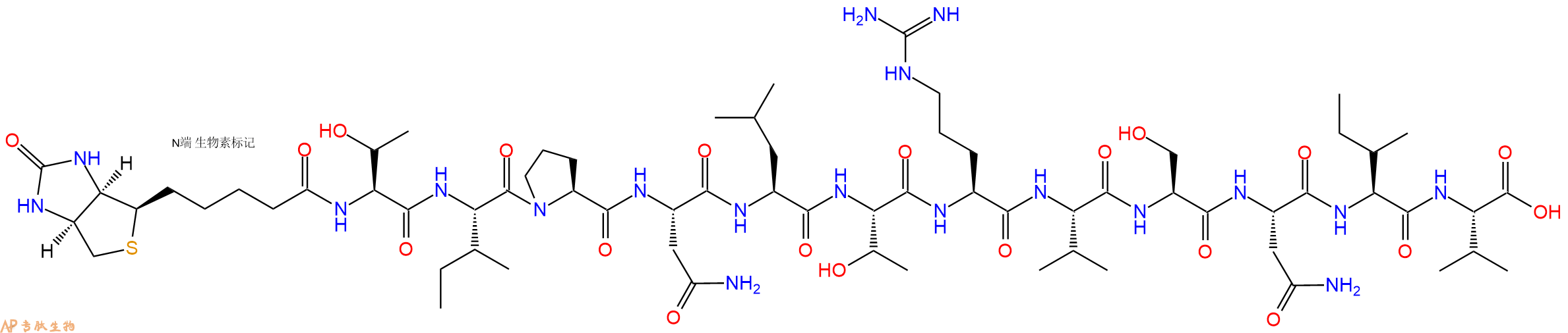 專肽生物產(chǎn)品Biotinyl-Thr-Ile-Pro-Asn-Leu-Thr-Arg-Val-Ser-Asn-Ile-Val-OH