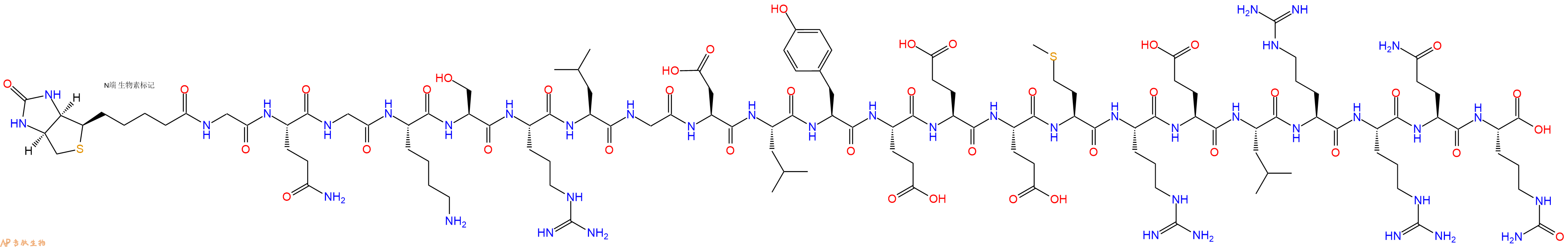 專(zhuān)肽生物產(chǎn)品Biotinyl-Gly-Gln-Gly-Lys-Ser-Arg-Leu-Gly-Asp-Leu-Tyr-Glu-Glu-Glu-Met-Arg-Glu-Leu-Arg-Arg-Gln-Cit-OH