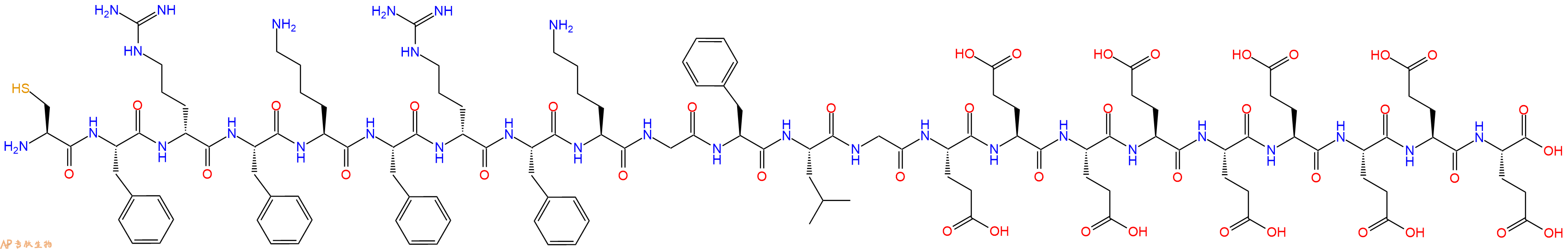 專肽生物產(chǎn)品H2N-Cys-Phe-DArg-Phe-Lys-Phe-DArg-Phe-Lys-Gly-Phe-Leu-Gly-Glu-Glu-Glu-Glu-Glu-Glu-Glu-Glu-Glu-OH