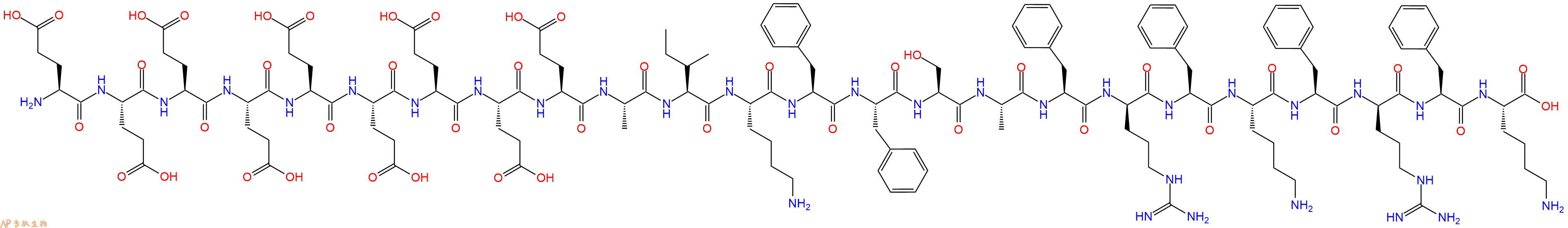 專肽生物產(chǎn)品H2N-Glu-Glu-Glu-Glu-Glu-Glu-Glu-Glu-Glu-Ala-Ile-Lys-Phe-Phe-Ser-Ala-Phe-DArg-Phe-Lys-Phe-DArg-Phe-Lys-OH