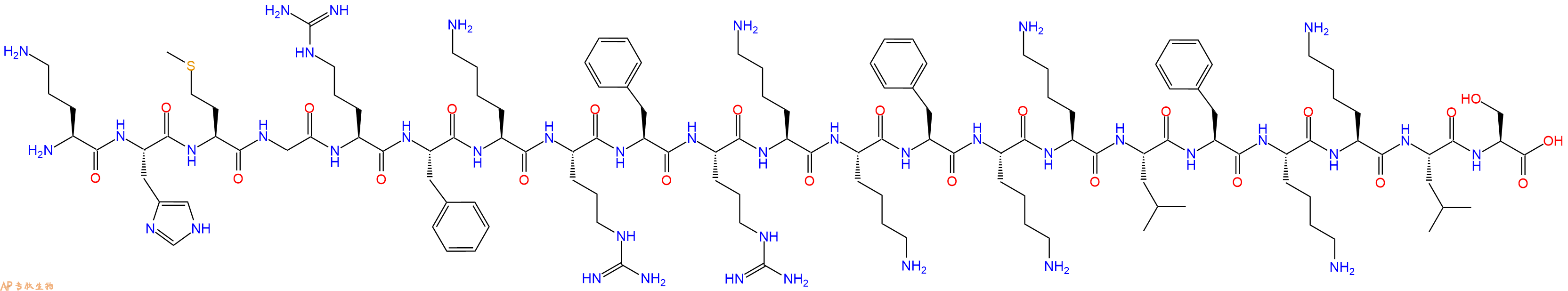 專肽生物產品H2N-Orn-His-Met-Gly-Arg-Phe-Lys-Arg-Phe-Arg-Lys-Lys-Phe-Lys-Lys-Leu-Phe-Lys-Lys-Leu-Ser-OH