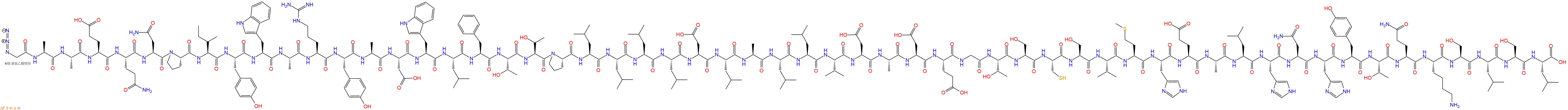 專肽生物產(chǎn)品N3Gly-Ala-Ala-Glu-Gln-Asn-Pro-Ile-Tyr-Trp-Ala-Arg-Tyr-Ala-Asp-Trp-Leu-Phe-Thr-Thr-Pro-Leu-Leu-Leu-Leu-Asp-Leu-Ala-Leu-Leu-Val-Asp-Ala-Asp-Glu-Gly-Thr-Ser-Cys-Ser-Val-Met-His-Glu-Ala-Leu-His-Asn-His-Tyr-Thr-Gln-Lys-Ser-Leu-Ser-Leu-OH