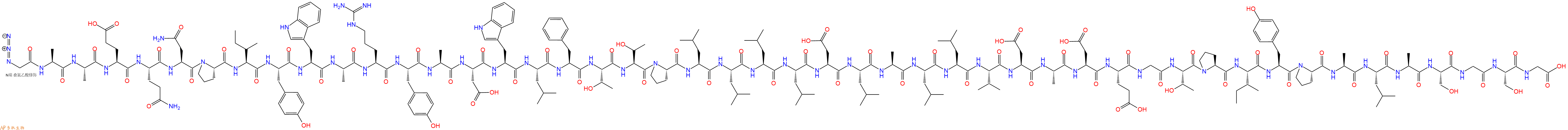 專肽生物產(chǎn)品N3Gly-Ala-Ala-Glu-Gln-Asn-Pro-Ile-Tyr-Trp-Ala-Arg-Tyr-Ala-Asp-Trp-Leu-Phe-Thr-Thr-Pro-Leu-Leu-Leu-Leu-Asp-Leu-Ala-Leu-Leu-Val-Asp-Ala-Asp-Glu-Gly-Thr-Pro-Ile-Tyr-Pro-Ala-Leu-Ala-Ser-Gly-Ser-Gly-OH