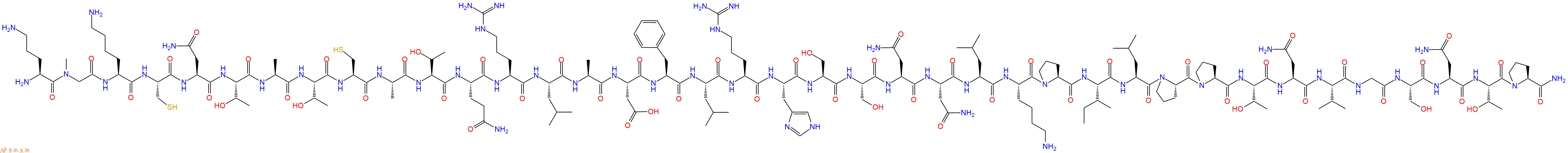 專肽生物產(chǎn)品H2N-Orn-Sar-Lys-Cys-Asn-Thr-Ala-Thr-Cys-Ala-Thr-Gln-Arg-Leu-Ala-Asp-Phe-Leu-Arg-His-Ser-Ser-Asn-Asn-Leu-Lys-Pro-Ile-Leu-Pro-Pro-Thr-Asn-Val-Gly-Ser-Asn-Thr-Pro-NH2