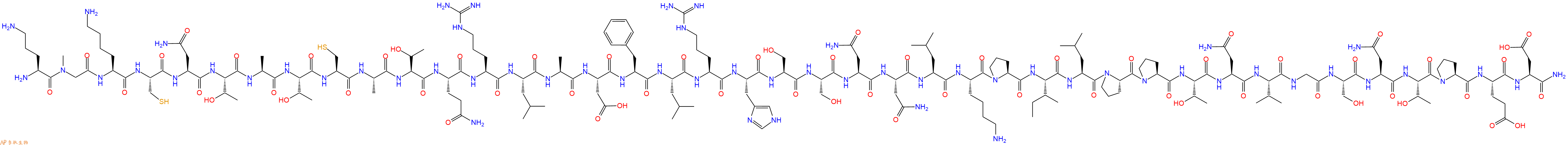 專肽生物產(chǎn)品H2N-Orn-Sar-Lys-Cys-Asn-Thr-Ala-Thr-Cys-Ala-Thr-Gln-Arg-Leu-Ala-Asp-Phe-Leu-Arg-His-Ser-Ser-Asn-Asn-Leu-Lys-Pro-Ile-Leu-Pro-Pro-Thr-Asn-Val-Gly-Ser-Asn-Thr-Pro-Glu-Asp-NH2