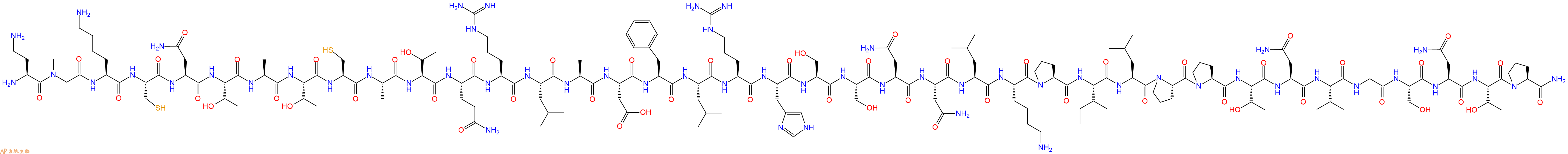 專肽生物產(chǎn)品H2N-Dab-Sar-Lys-Cys-Asn-Thr-Ala-Thr-Cys-Ala-Thr-Gln-Arg-Leu-Ala-Asp-Phe-Leu-Arg-His-Ser-Ser-Asn-Asn-Leu-Lys-Pro-Ile-Leu-Pro-Pro-Thr-Asn-Val-Gly-Ser-Asn-Thr-Pro-NH2