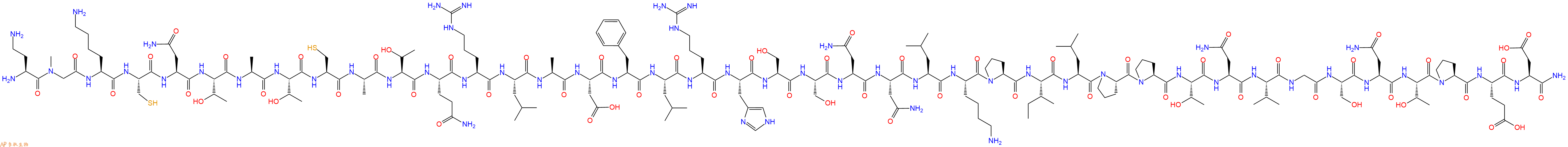 專肽生物產(chǎn)品H2N-Dab-Sar-Lys-Cys-Asn-Thr-Ala-Thr-Cys-Ala-Thr-Gln-Arg-Leu-Ala-Asp-Phe-Leu-Arg-His-Ser-Ser-Asn-Asn-Leu-Lys-Pro-Ile-Leu-Pro-Pro-Thr-Asn-Val-Gly-Ser-Asn-Thr-Pro-Glu-Asp-NH2