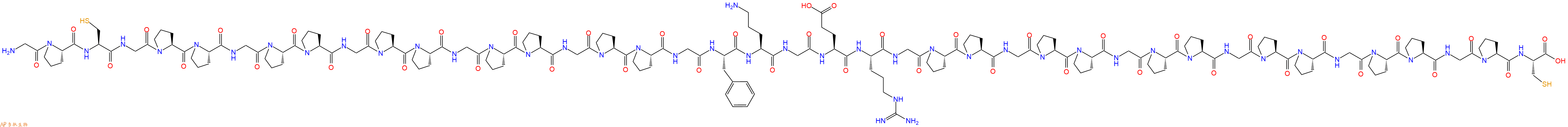 專肽生物產品H2N-Gly-Pro-Cys-Gly-Pro-Pro-Gly-Pro-Pro-Gly-Pro-Pro-Gly-Pro-Pro-Gly-Pro-Pro-Gly-Phe-Orn-Gly-Glu-Arg-Gly-Pro-Pro-Gly-Pro-Pro-Gly-Pro-Pro-Gly-Pro-Pro-Gly-Pro-Pro-Gly-Pro-Cys-OH