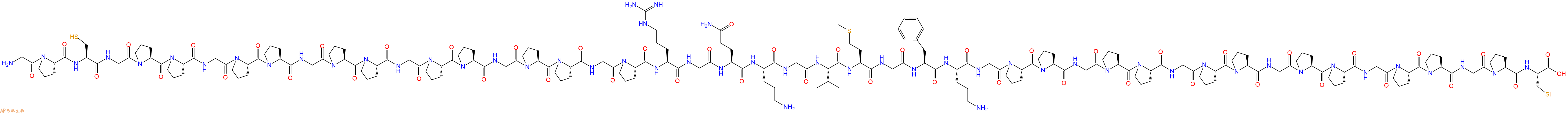 專肽生物產(chǎn)品H2N-Gly-Pro-Cys-Gly-Pro-Pro-Gly-Pro-Pro-Gly-Pro-Pro-Gly-Pro-Pro-Gly-Pro-Pro-Gly-Pro-Arg-Gly-Gln-Orn-Gly-Val-Met-Gly-Phe-Orn-Gly-Pro-Pro-Gly-Pro-Pro-Gly-Pro-Pro-Gly-Pro-Pro-Gly-Pro-Pro-Gly-Pro-Cys-OH