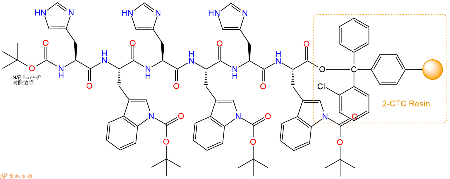 專肽生物產(chǎn)品Boc-His-Trp(Boc)-His-Trp(Boc)-His-Trp(Boc)-CTCResin