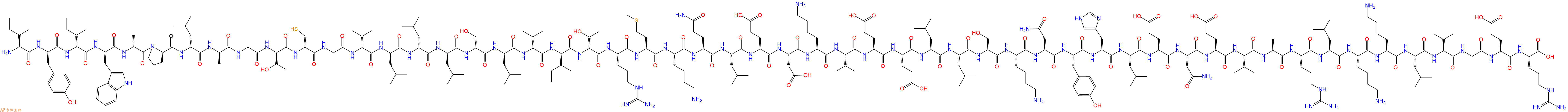 專肽生物產(chǎn)品H2N-Ile-DTyr-DIle-DTrp-DAla-DPro-DLeu-DAla-Gly-DThr-DCys-Gly-DVal-DLeu-DLeu-DLeu-DSer-DLeu-DVal-DIle-DThr-Arg-Met-Lys-Gln-Leu-Glu-Asp-Lys-Val-Glu-Glu-Leu-Leu-Ser-Lys-Asn-Tyr-His-Leu-Glu-Asn-Glu-Val-Ala-Arg-Leu-Lys-Lys-Leu-Val-Gly-Glu-Arg-OH