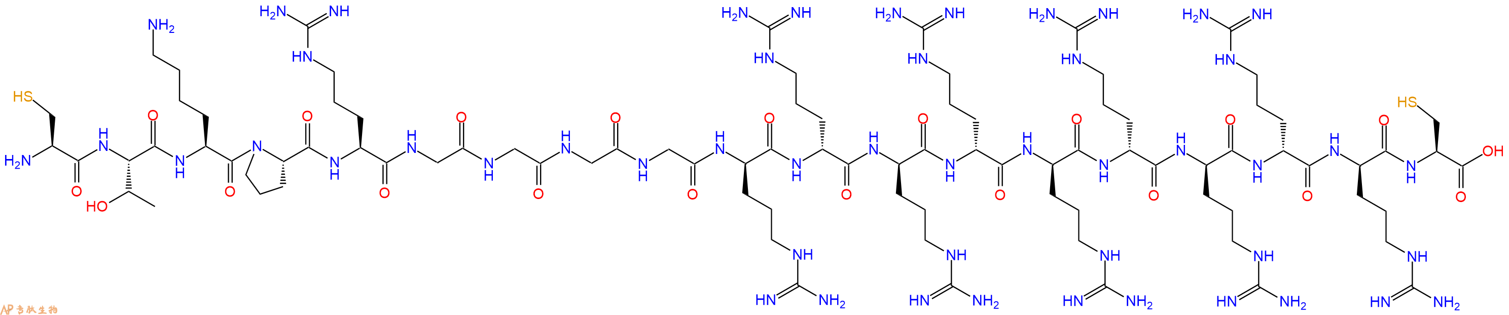 專肽生物產(chǎn)品H2N-Cys-Thr-Lys-Pro-Arg-Gly-Gly-Gly-Gly-DArg-DArg-DArg-DArg-DArg-DArg-DArg-DArg-DArg-Cys-OH