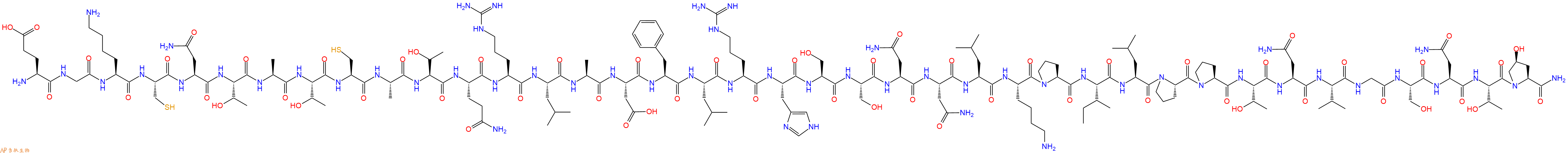 專肽生物產(chǎn)品H2N-Glu-Gly-Lys-Cys-Asn-Thr-Ala-Thr-Cys-Ala-Thr-Gln-Arg-Leu-Ala-Asp-Phe-Leu-Arg-His-Ser-Ser-Asn-Asn-Leu-Lys-Pro-Ile-Leu-Pro-Pro-Thr-Asn-Val-Gly-Ser-Asn-Thr-Hyp-NH2