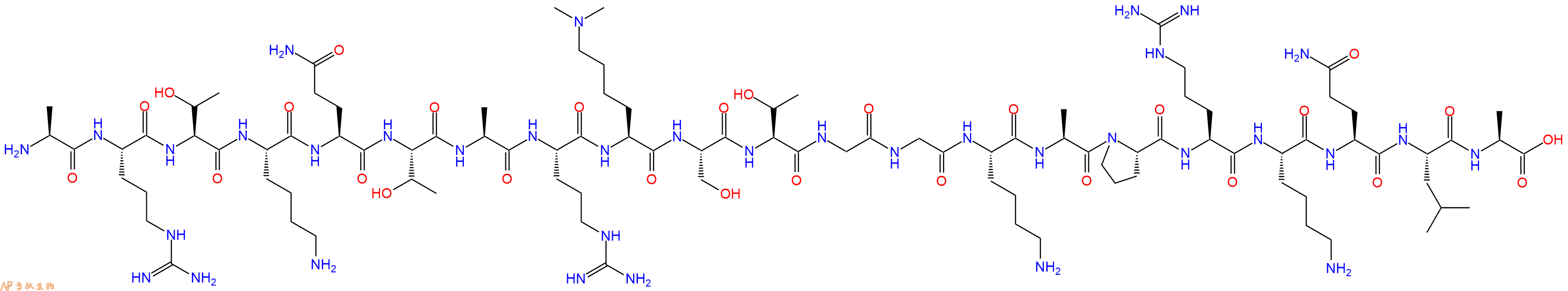 專肽生物產(chǎn)品H2N-Ala-Arg-Thr-Lys-Gln-Thr-Ala-Arg-Lys(Me)2-Ser-Thr-Gly-Gly-Lys-Ala-Pro-Arg-Lys-Gln-Leu-Ala-OH