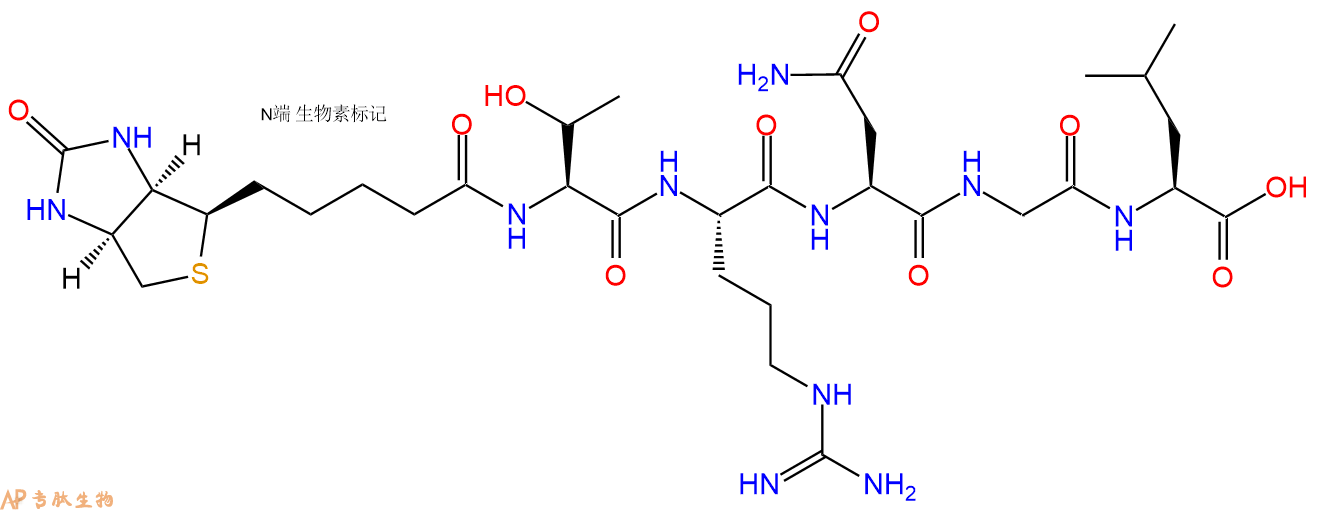 專肽生物產品Biotinyl-Thr-Arg-Asn-Gly-Leu-OH