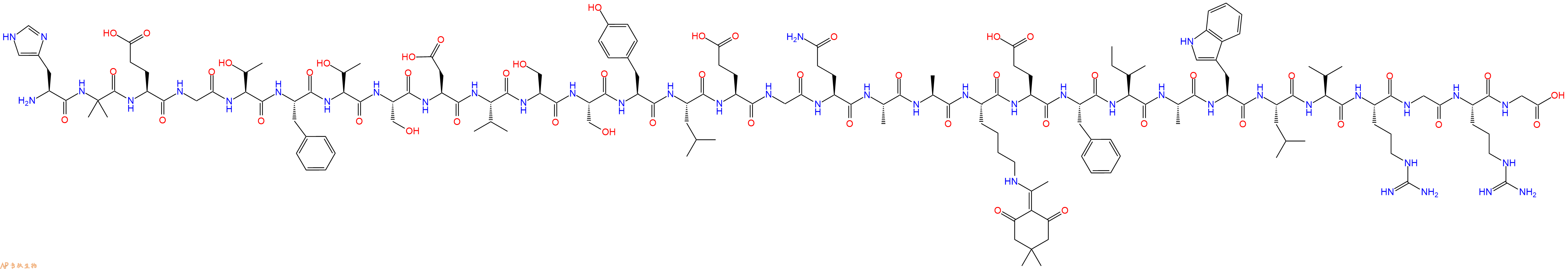 專肽生物產(chǎn)品H2N-His-Aib-Glu-Gly-Thr-Phe-Thr-Ser-Asp-Val-Ser-Ser-Tyr-Leu-Glu-Gly-Gln-Ala-Ala-Lys(Dde)-Glu-Phe-Ile-Ala-Trp-Leu-Val-Arg-Gly-Arg-Gly-OH