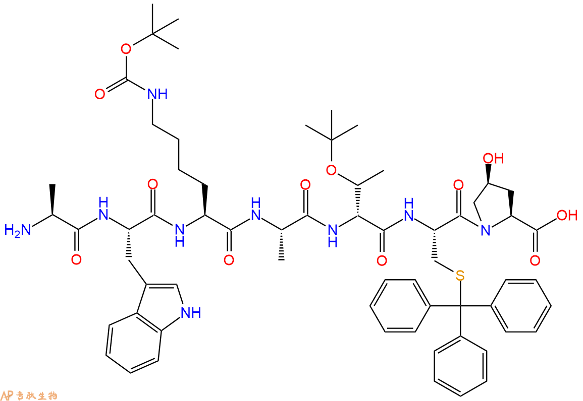 專肽生物產(chǎn)品H2N-Ala-Trp-Lys(Boc)-Ala-DThr(tBu)-Cys(Trt)-Hyp-OH