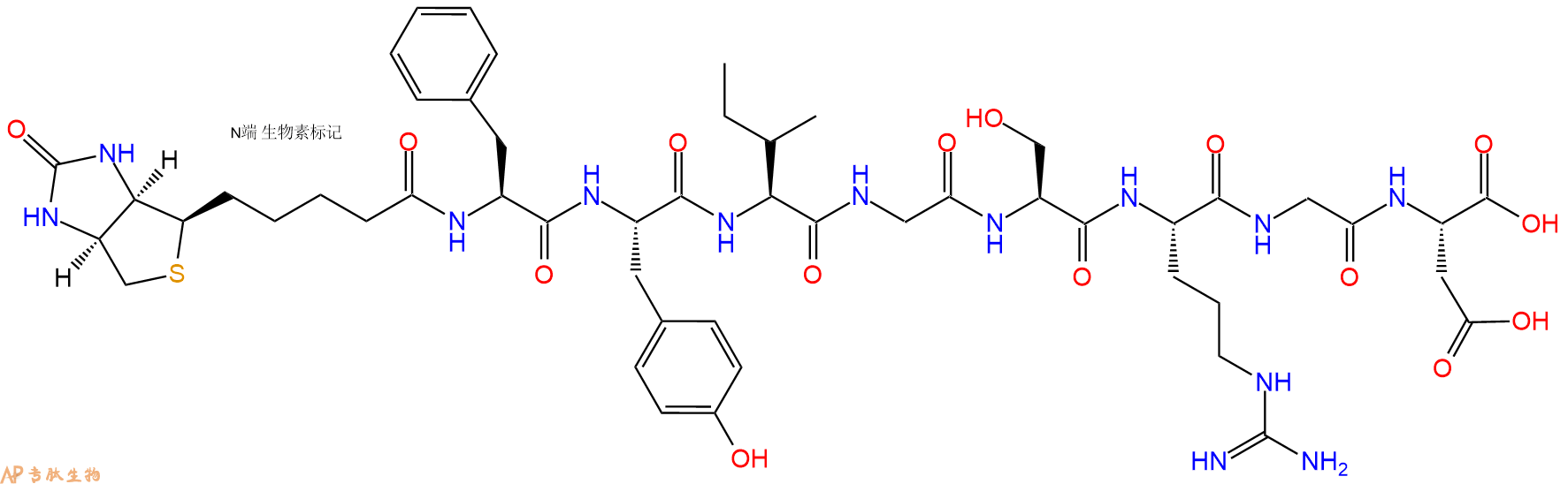 專肽生物產(chǎn)品Biotinyl-Phe-Tyr-Ile-Gly-Ser-Arg-Gly-Asp-OH