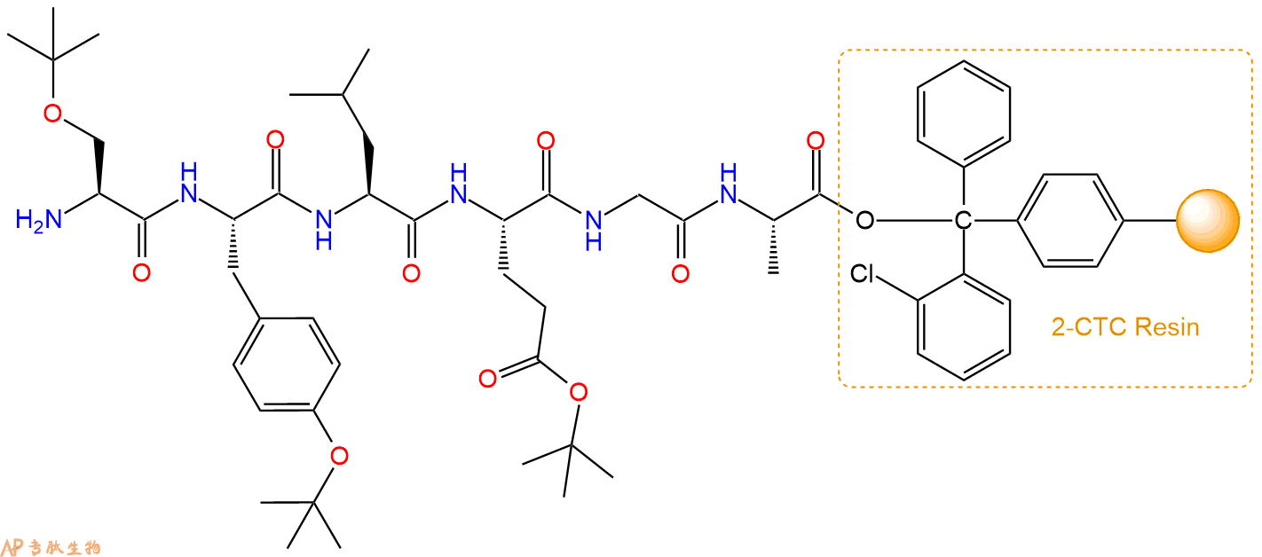 專肽生物產(chǎn)品H2N-Ser(tBu)-Tyr(tBu)-Leu-Glu(OtBu)-Gly-Ala-CTCResin