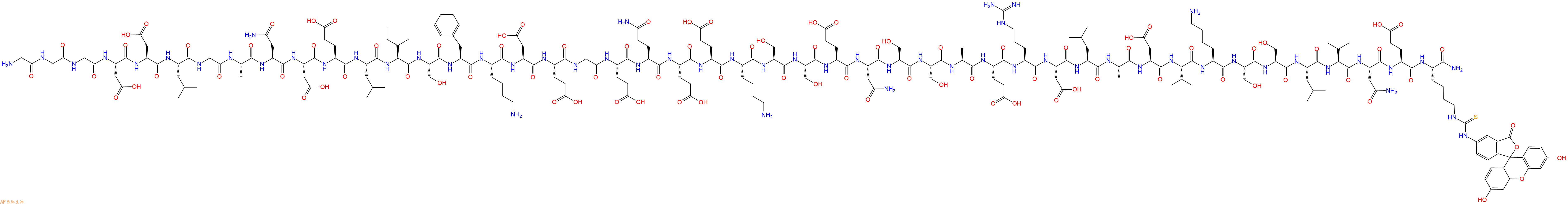 專肽生物產(chǎn)品H2N-Gly-Gly-Gly-Asp-Asp-Leu-Gly-Ala-Asn-Asp-Glu-Leu-Ile-Ser-Phe-Lys-Asp-Glu-Gly-Glu-Gln-Glu-Glu-Lys-Ser-Ser-Glu-Asn-Ser-Ser-Ala-Glu-Arg-Asp-Leu-Ala-Asp-Val-Lys-Ser-Ser-Leu-Val-Asn-Glu-Lys(FITC)-NH2